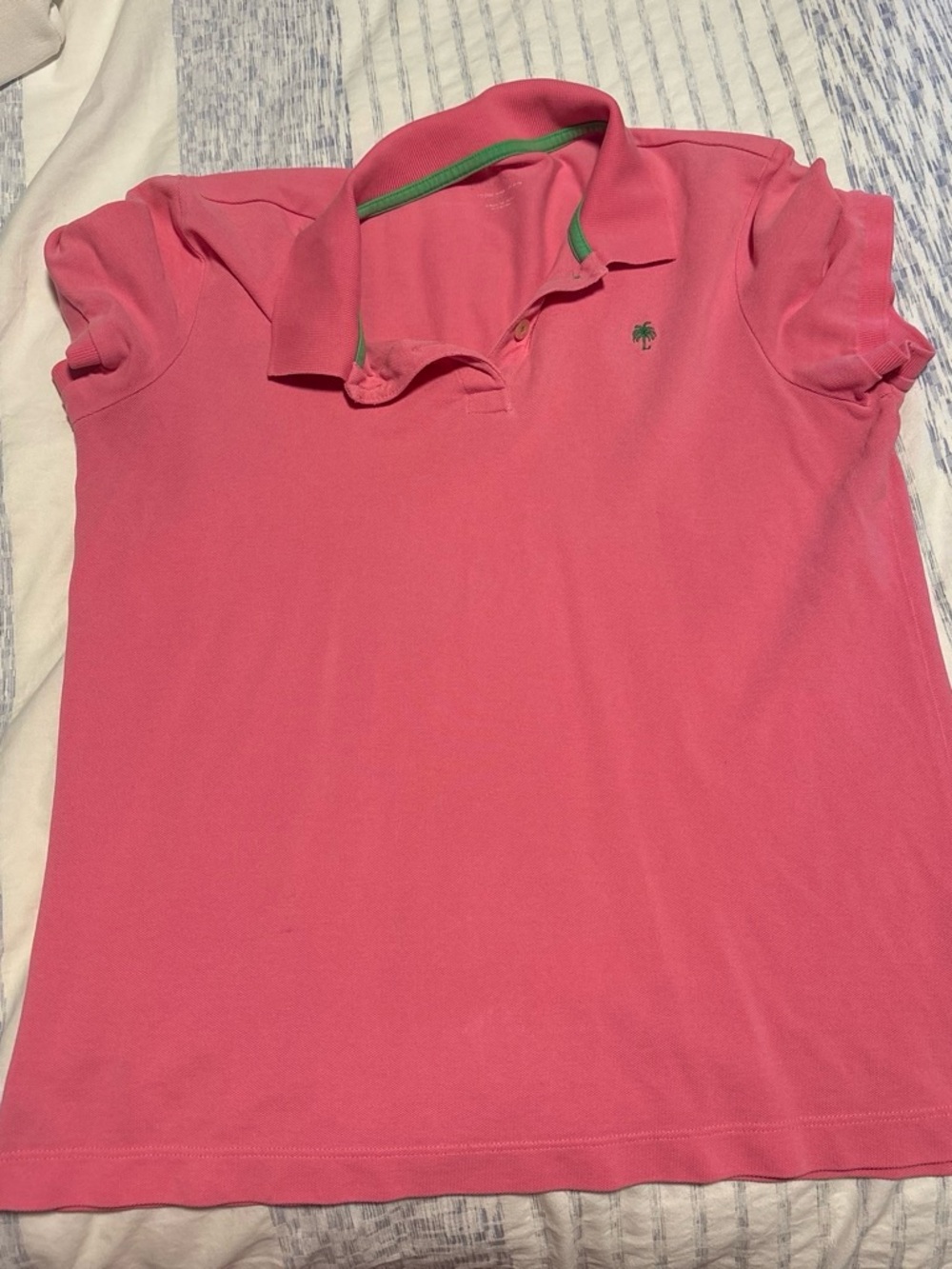Lilly Pulitzer Pink Polo Shirt with Green Trim
